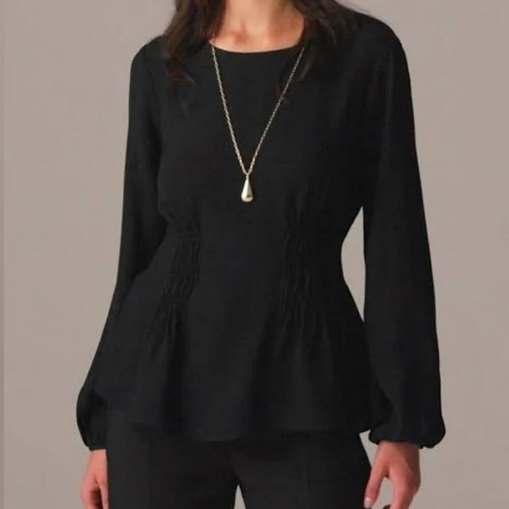 J.CREW Shirred Waist Corset Top in Viscose Crepe Black Size 2 NWT Corpcore